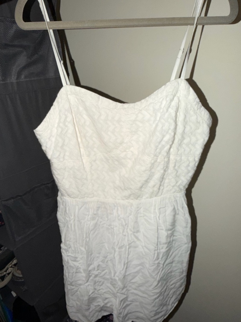 Aeropostale White Strapless Textured Mini Dress with Spaghetti Straps